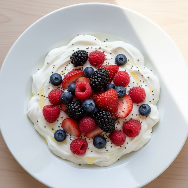 Silky Greek Yogurt Protein Pudding with Mixed Berries