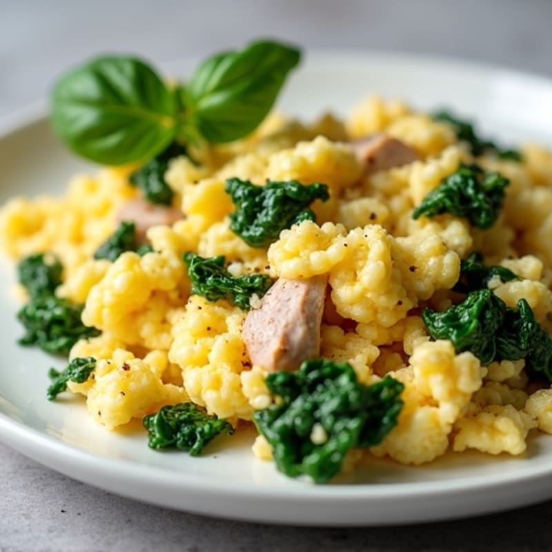 Egg White Scramble with Spinach and Turkey Breast