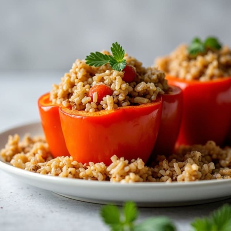 Baked Lean Ground Turkey Stuffed Bell Peppers