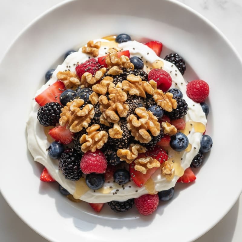 Greek Yogurt Protein Parfait with Mixed Berries