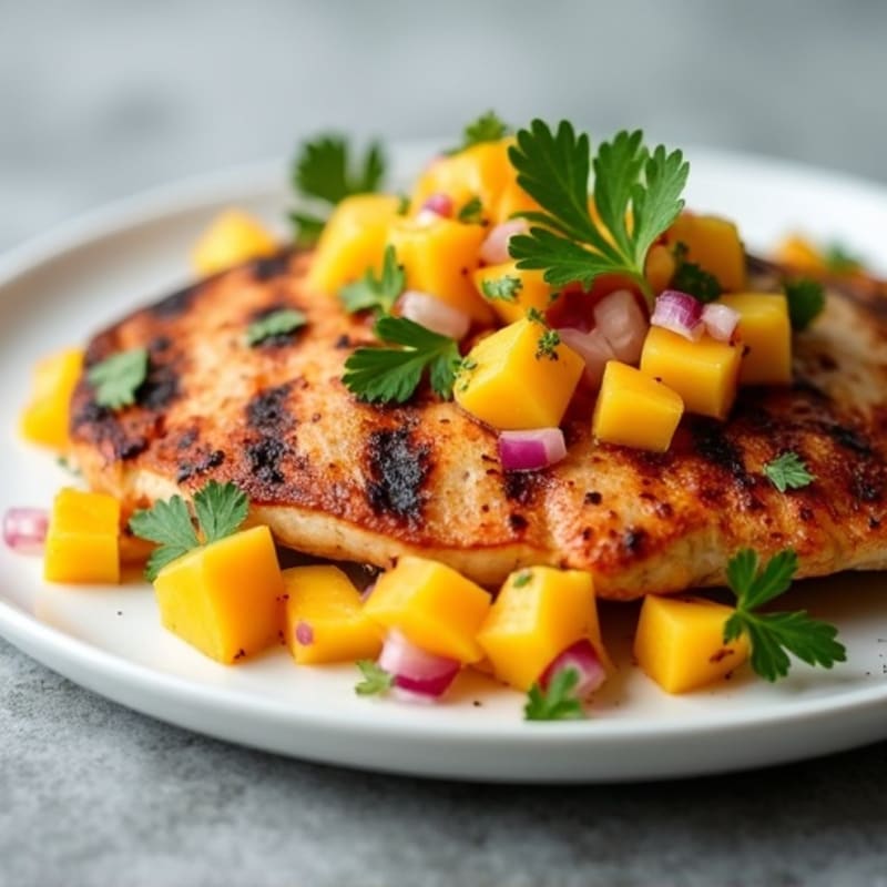 Grilled Chicken with Fresh Mango Peach Salsa