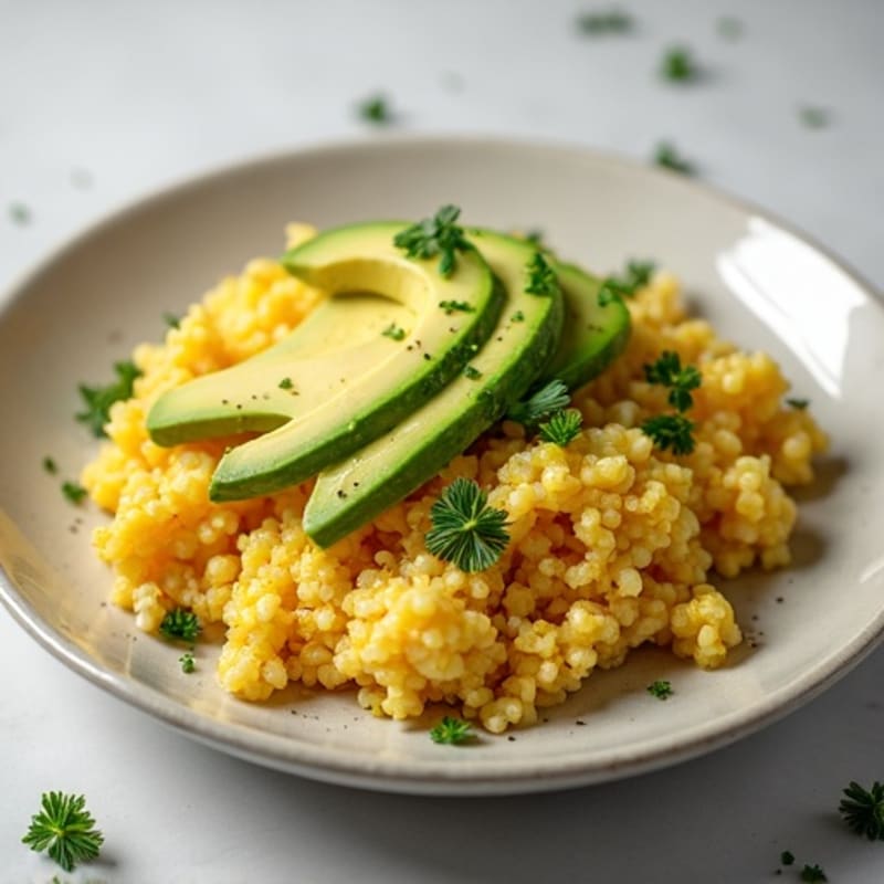 Scrambled Eggs with Quinoa and Avocado
