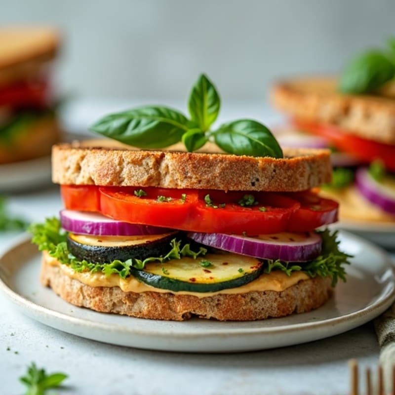 Herb-Grilled Vegetable and Hummus Sandwich