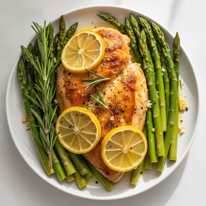 Lemon Herb Roasted Chicken with Asparagus