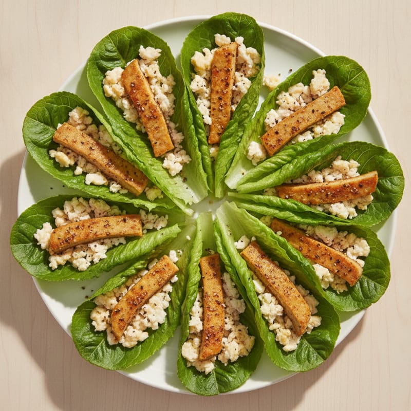 Seitan and Egg Protein Lettuce Wraps