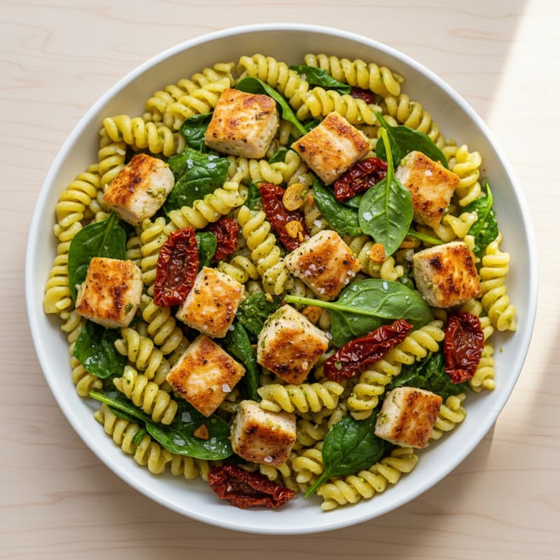 Pesto Chicken Pasta with Sun-Dried Tomatoes