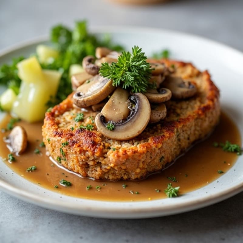 Herb-Crusted Turkey Meatloaf with Mushroom Gravy