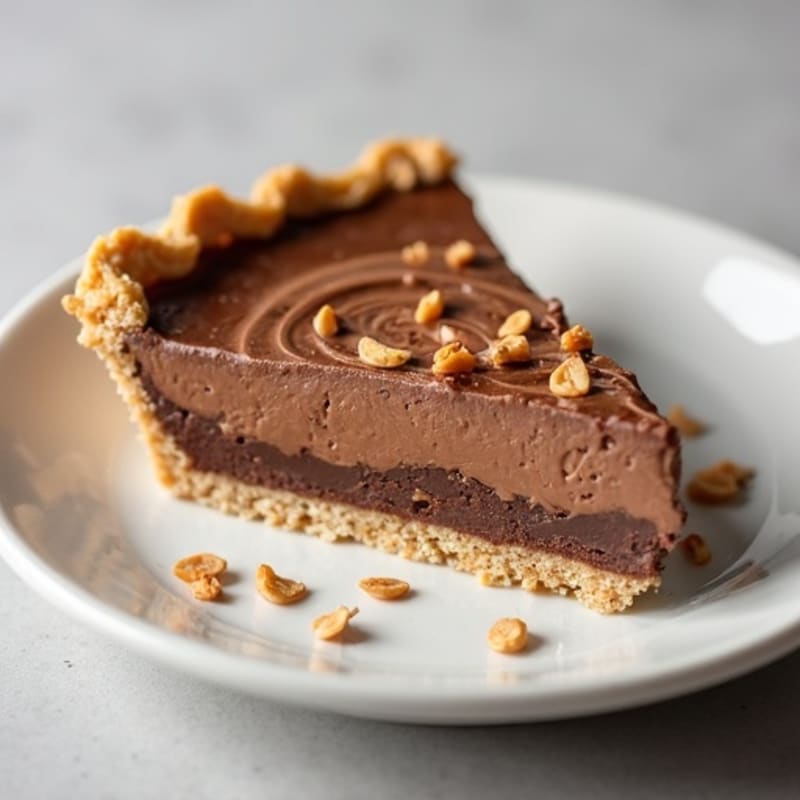 No-Bake Chocolate Protein Pie with Peanut Butter Swirl