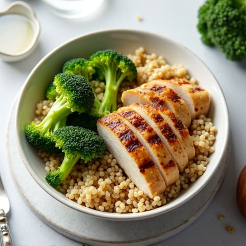 Grilled Chicken and Quinoa Bowl with Roasted Broccoli