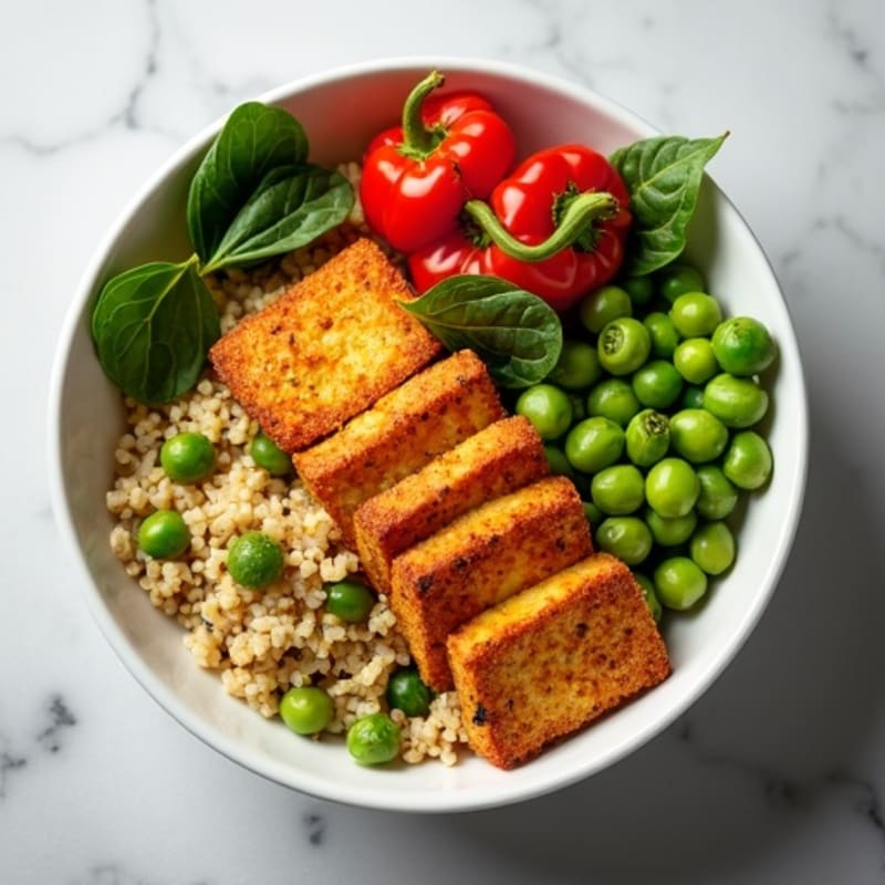 Crispy Baked Tofu with Quinoa Power Bowl