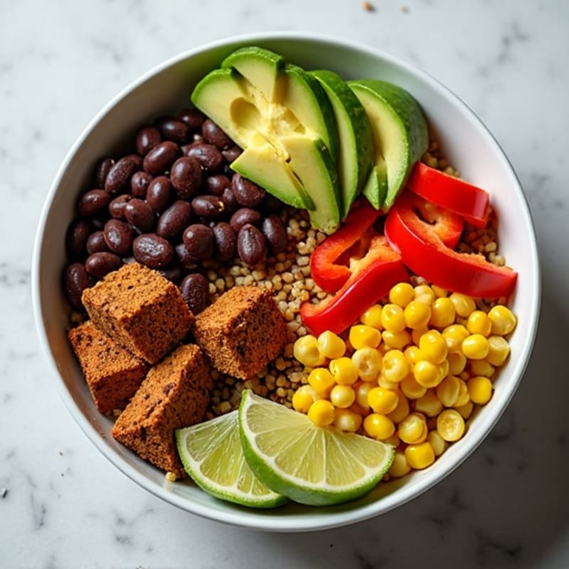 Spicy Black Bean Quinoa Bowl with Lime Avocado