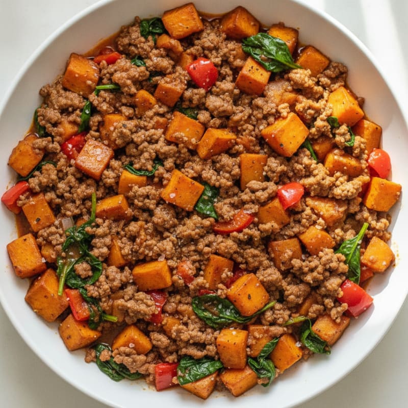 Ground Beef and Sweet Potato Skillet