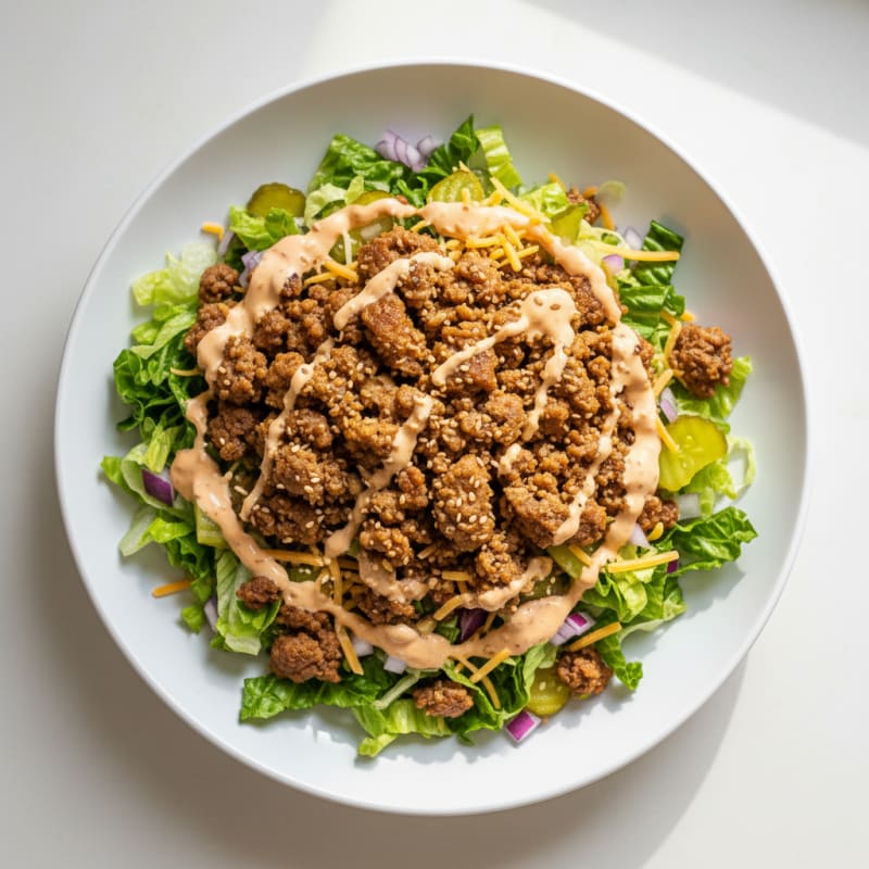 Crispy Ground Beef Big Mac Bowl