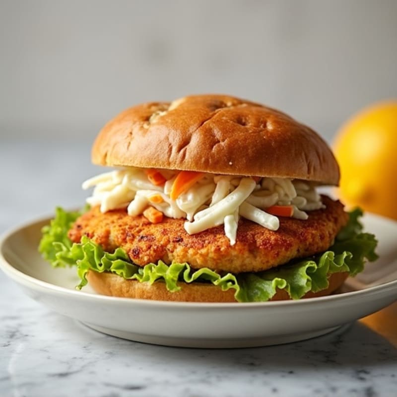 Crispy Baked Chicken Breast Sandwich with Creamy Slaw