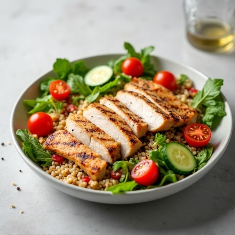 Grilled Turkey Breast Salad with Quinoa and Mixed Greens
