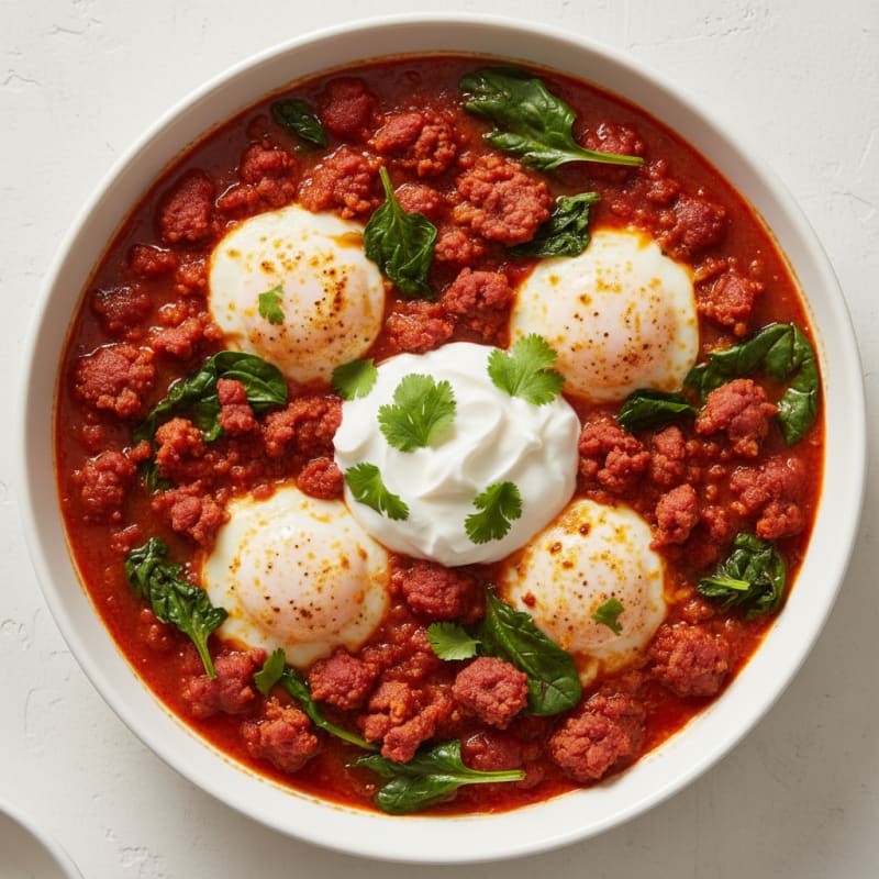 Creamy Baked Eggs with Smoky Chorizo