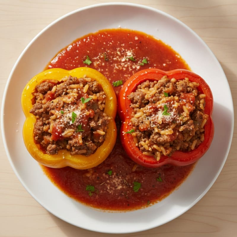 Beef and Rice Stuffed Bell Peppers
