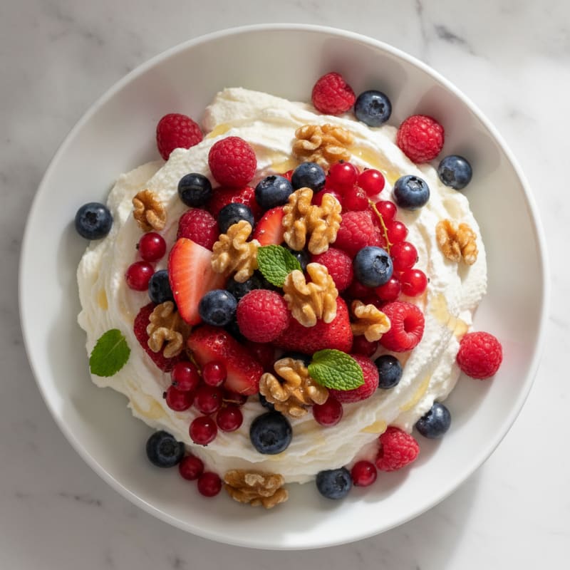 Greek Yogurt Protein Mousse with Mixed Berries
