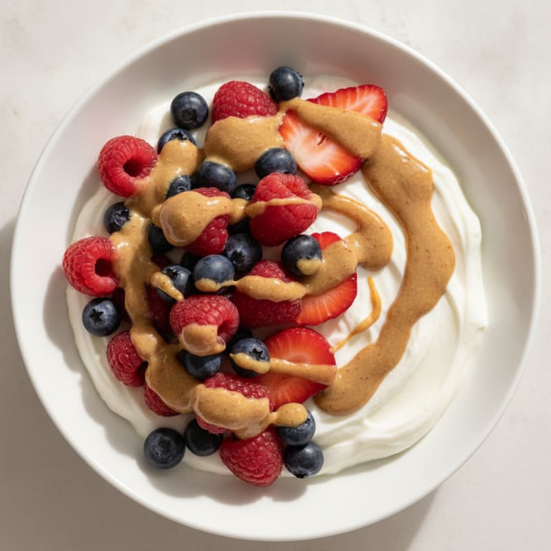 Greek Yogurt Protein Bowl with Mixed Berries and Almond Butter