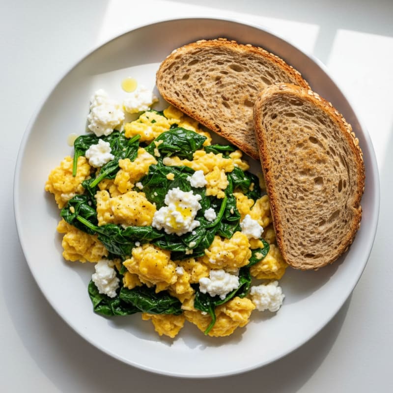 Egg and Spinach Scramble with Cottage Cheese