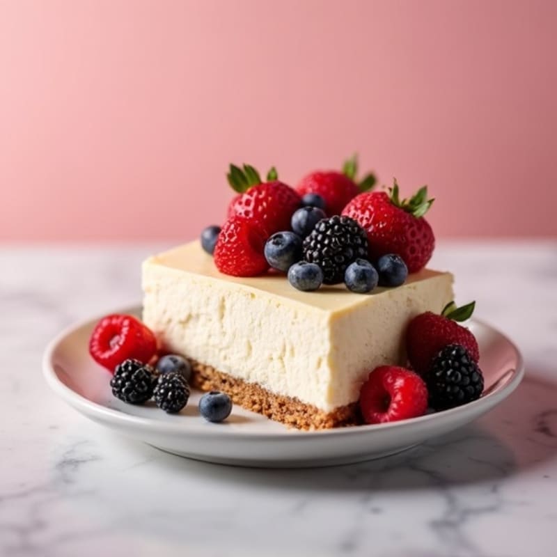 Greek Yogurt Protein Cheesecake with Mixed Berries