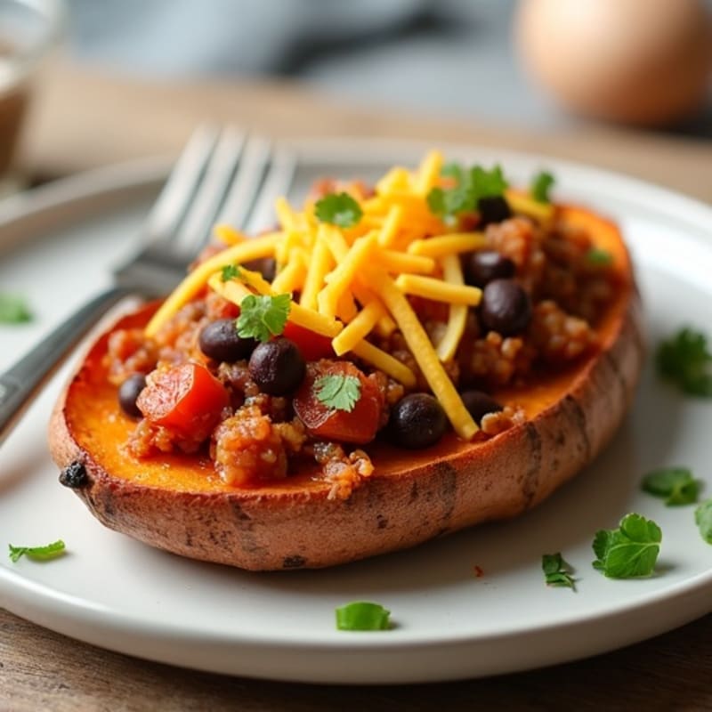 Crispy Sweet Potato Skins with Turkey Chili