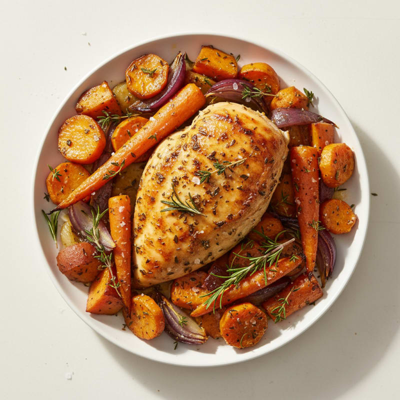 Garlic Herb Roasted Chicken with Root Vegetables