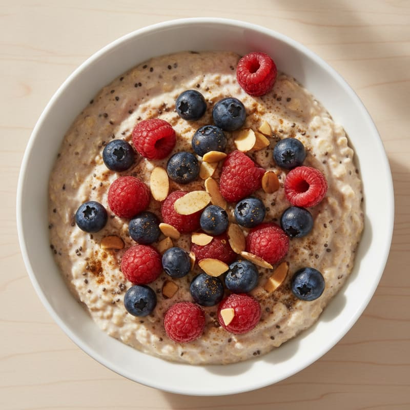 High-Protein Berry and Almond Overnight Oats