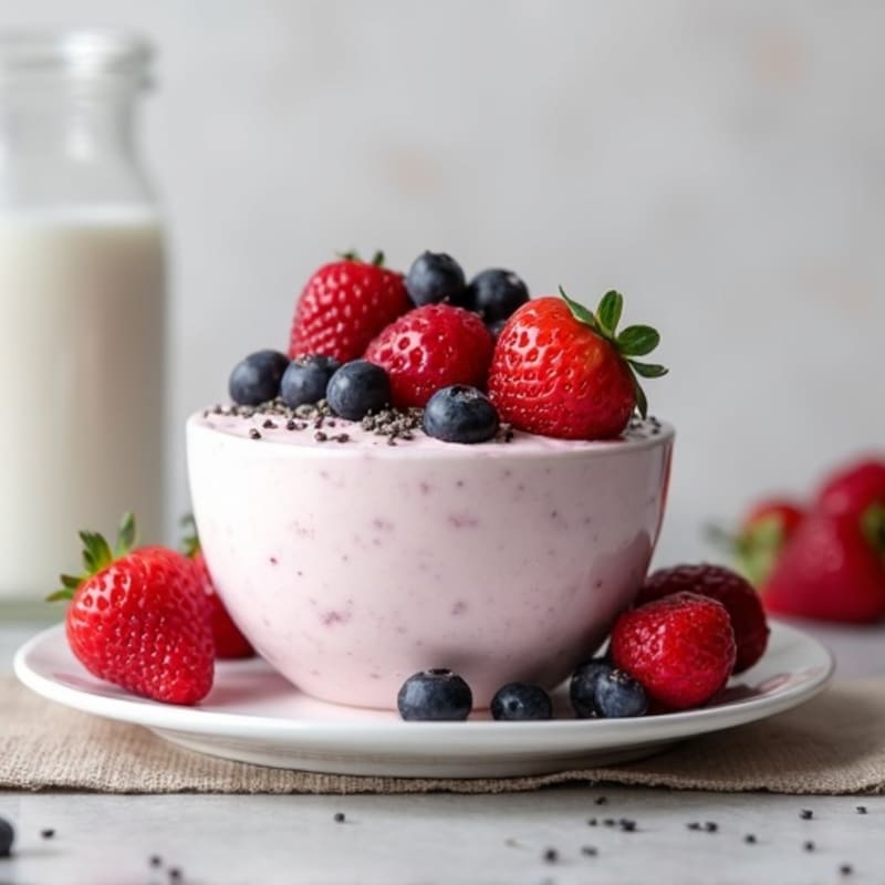 Greek Yogurt Protein Mousse with Mixed Berries