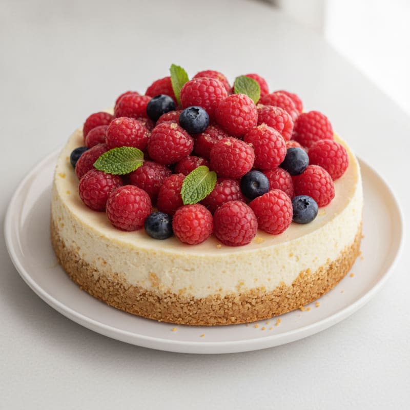 Greek Yogurt Protein Cheesecake with Fresh Berries