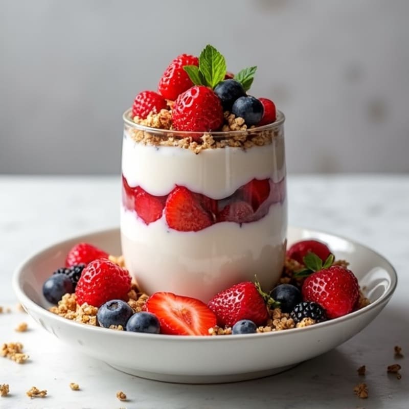 Greek Yogurt Protein Parfait with Mixed Berries