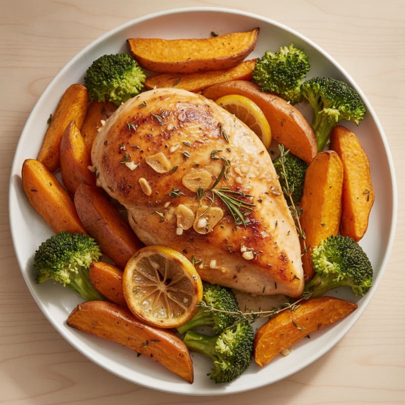 Garlic Herb Roasted Chicken with Lemon