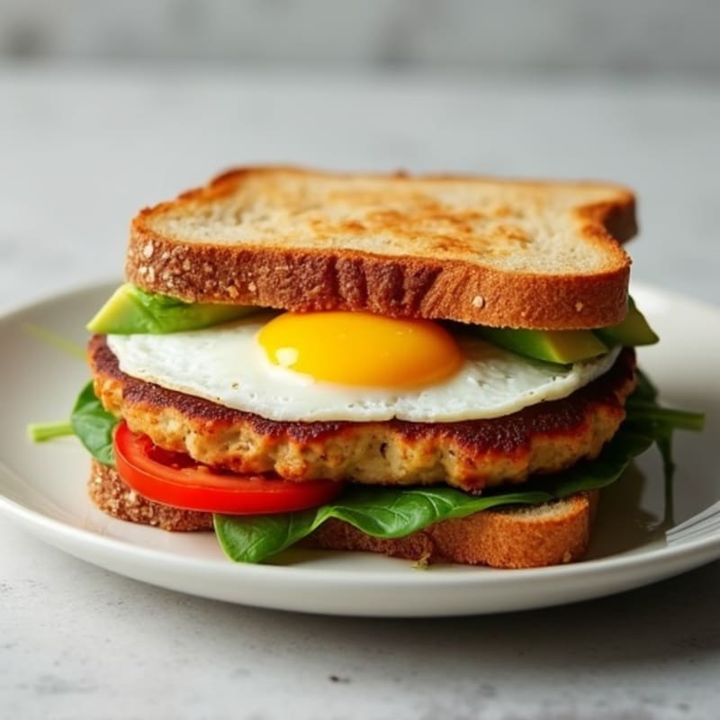 Egg and Turkey Sausage Breakfast Sandwich with Whole Grain Bread
