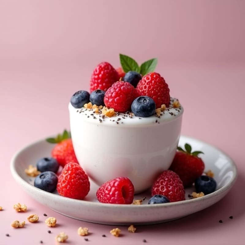Greek Yogurt Protein Mousse with Mixed Berries