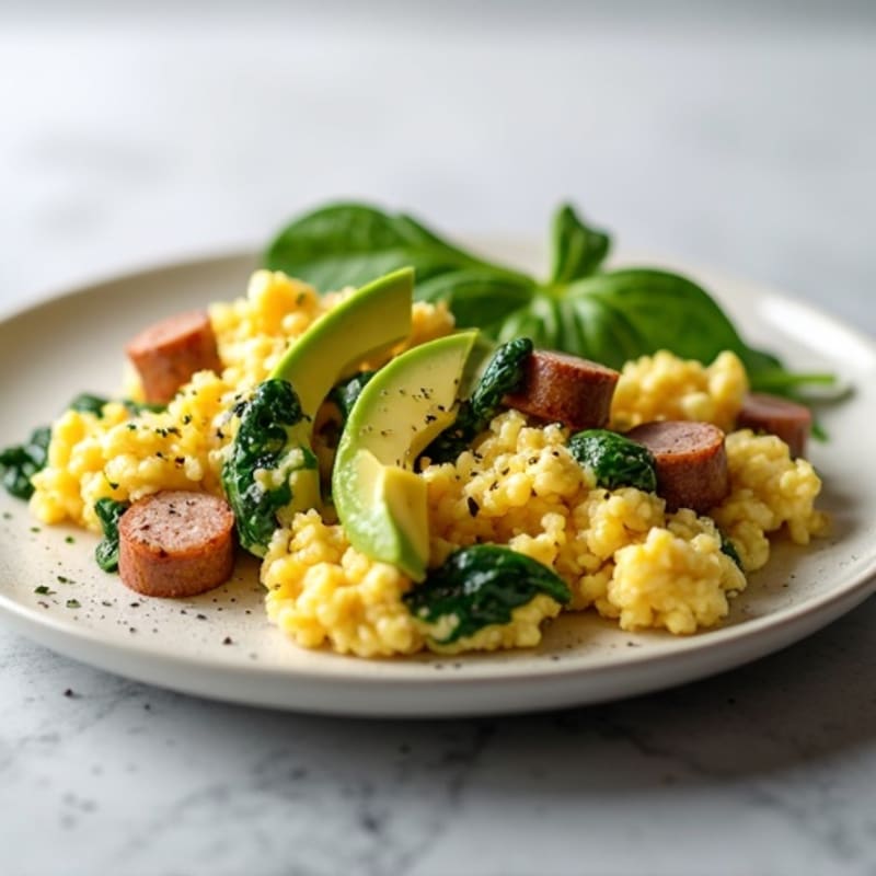 Egg White Scramble with Spinach and Turkey Sausage