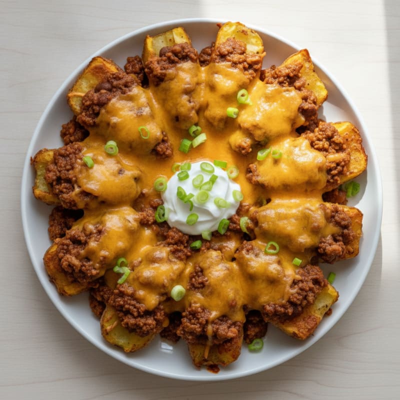Loaded Chili Cheese Potato Skins