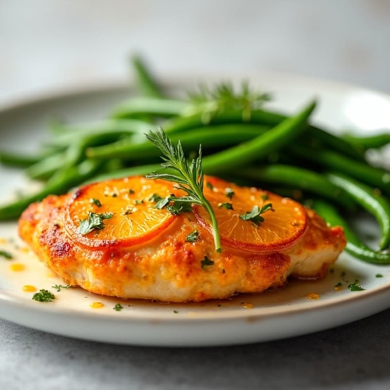 Crispy Orange-Glazed Chicken with Steamed Green Beans