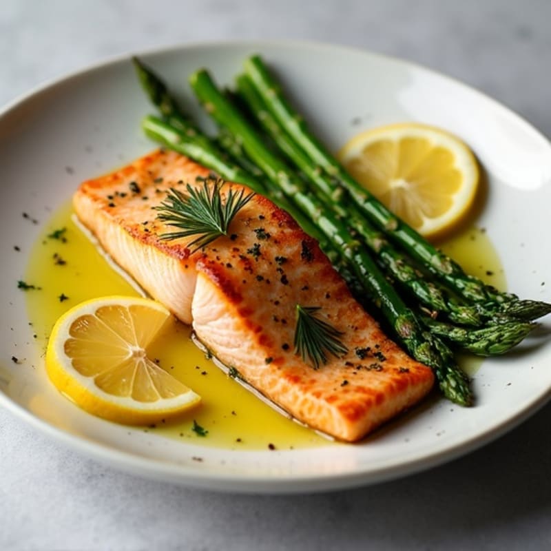 Lemon Herb Baked Salmon with Roasted Asparagus