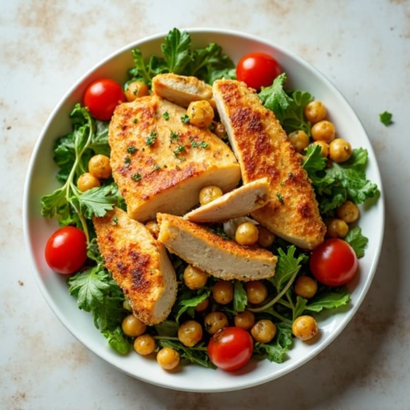 Roasted Chicken and Crispy Chickpea Salad with Lemon-Herb Vinaigrette