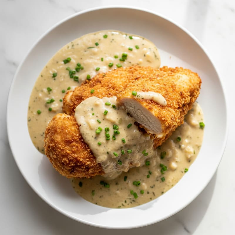 Crispy Buttermilk Fried Chicken with Creamy Gravy