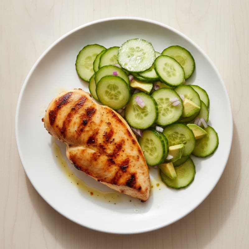 Grilled Chicken Breast with Crunchy Cucumber Salad