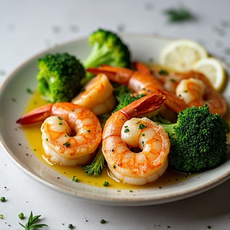 Lemon Herb Pan-Seared Shrimp with Roasted Broccoli