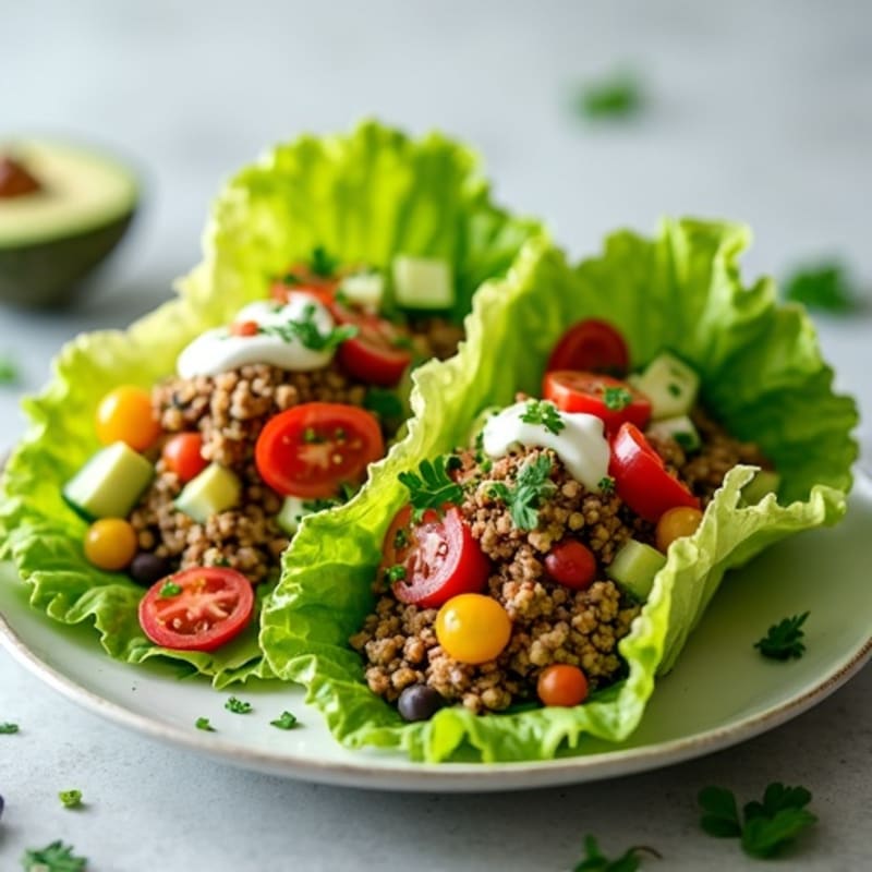 Loaded Lean Turkey and Fresh Vegetable Lettuce Wraps with Zesty Herb Dressing