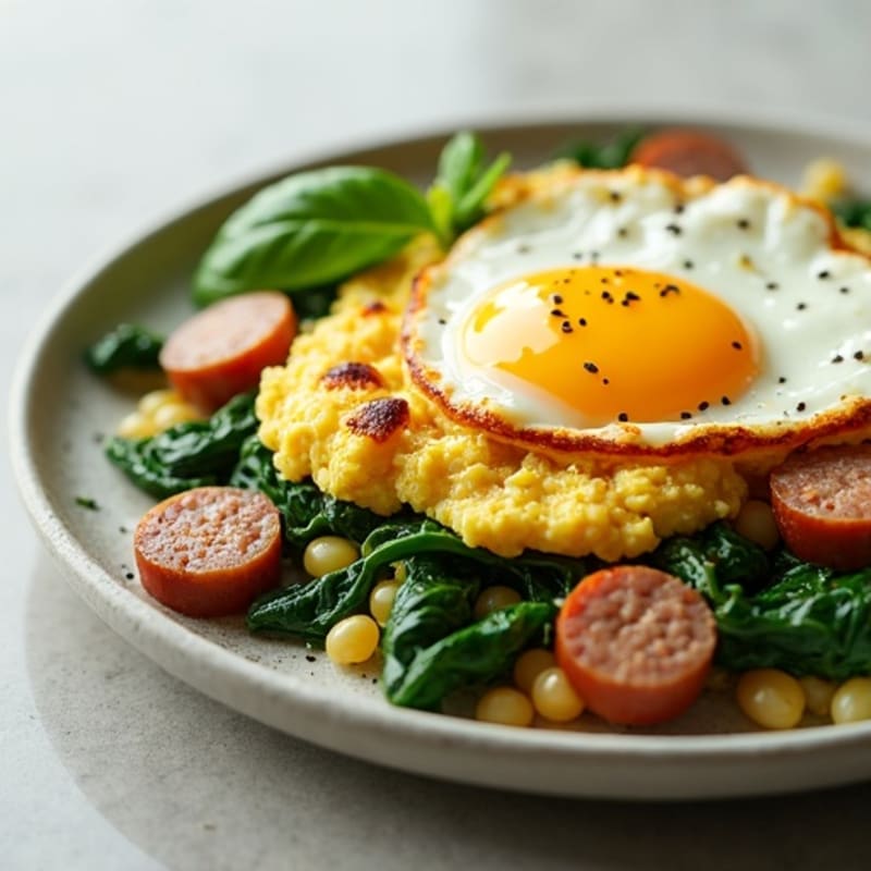 Egg White and Spinach Scramble with Turkey Sausage