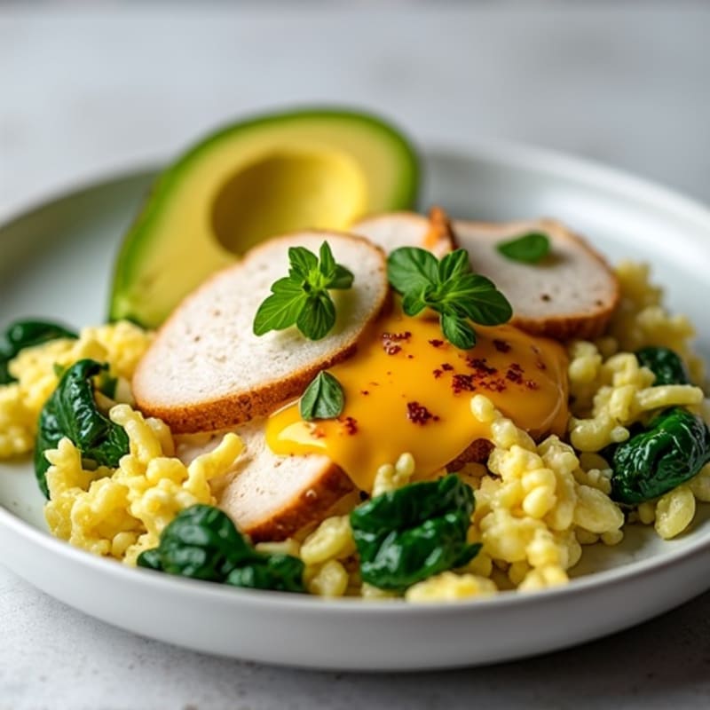 Egg White Scramble with Spinach and Turkey Breast