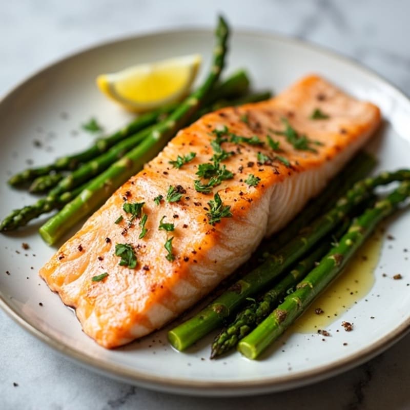 Flaky Baked Salmon with Herb Roasted Asparagus