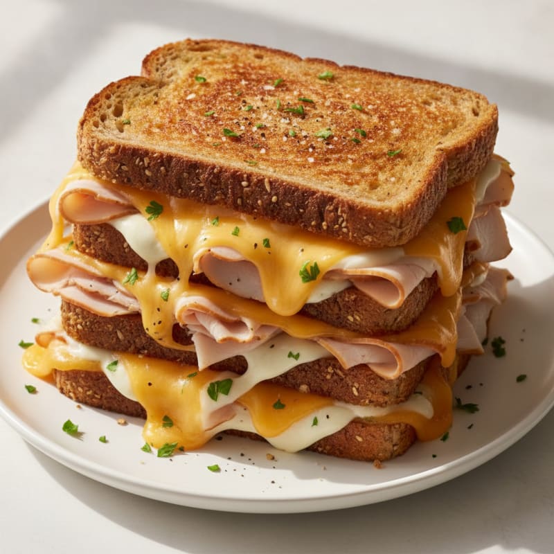 Triple-Decker Grilled Cheese Sandwich