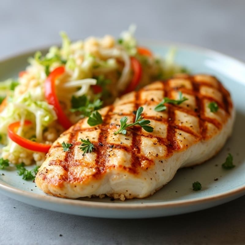 Grilled Chicken Breast with Crunchy Cabbage Slaw