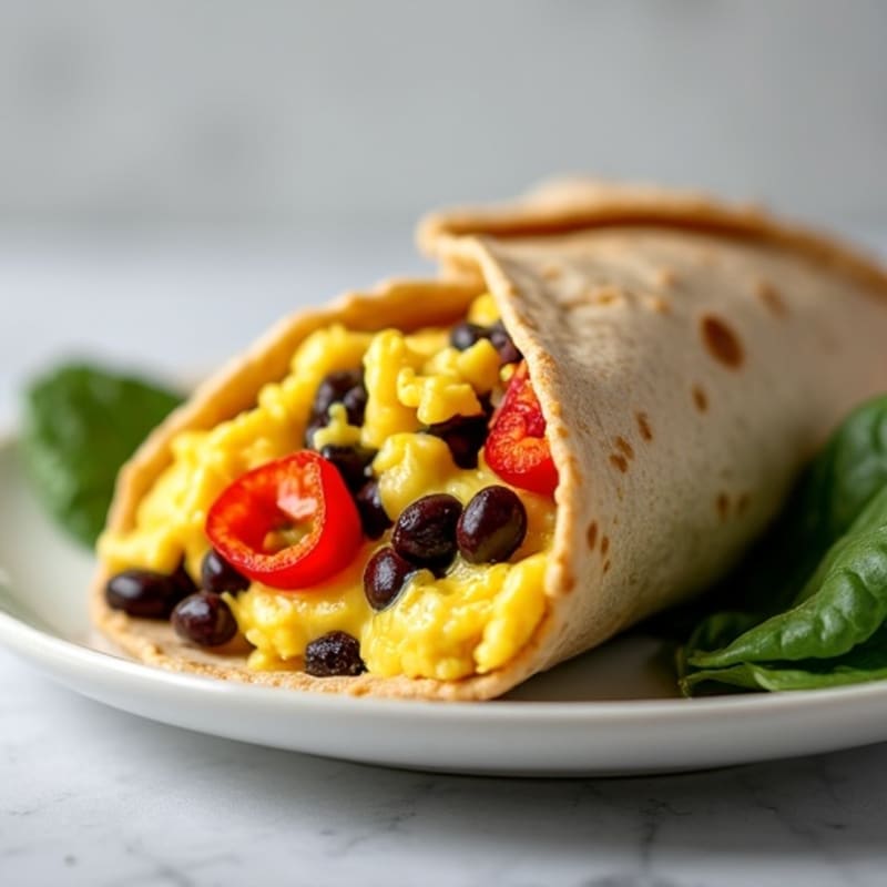 High-Protein Breakfast Burrito with Creamy Scrambled Eggs and Black Beans