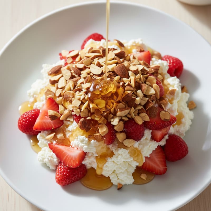 Cottage Cheese Berry Parfait with Almond Crunch